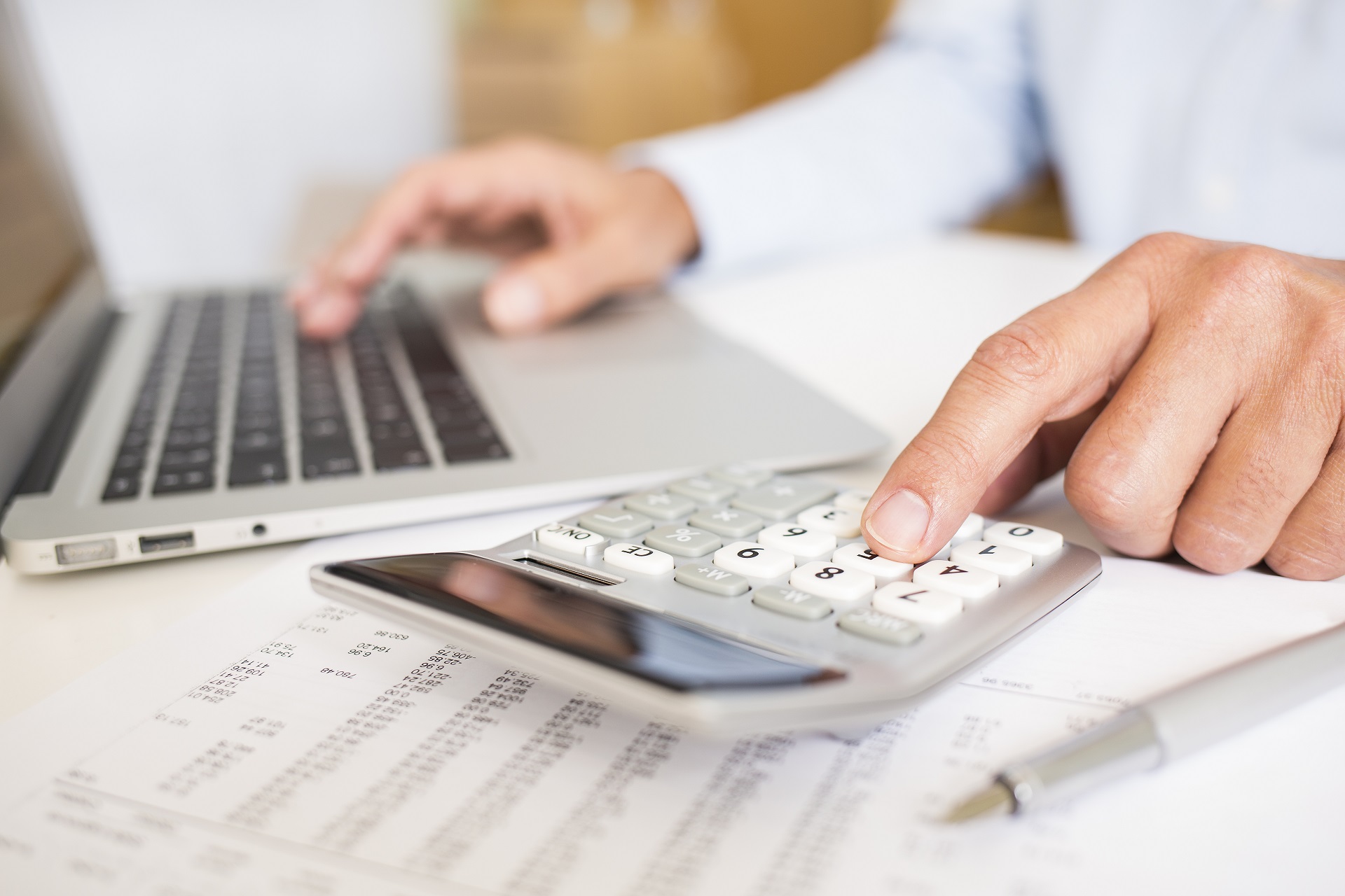 A man doing his taxes