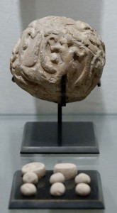 Clay Tokens in Globular envelope, Uruk period. Photo by Marie-Lan Nguyen